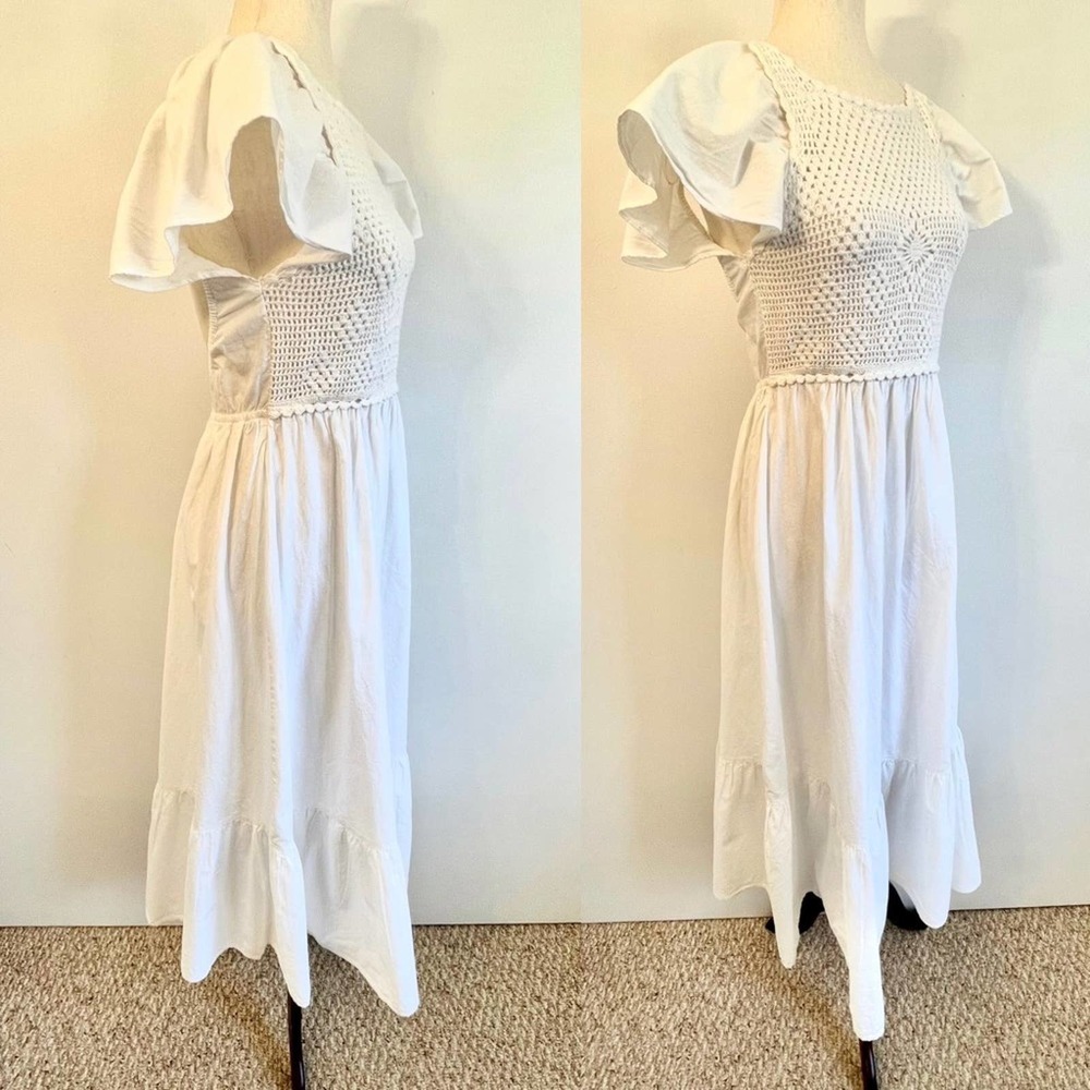 Zara Open-Back Crochet White Maxi Dress - Picture 2 of 8